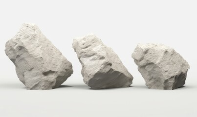 Rock concrete shape white background 3d rendering, Generative AI 