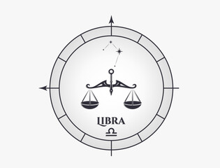 libra zodiac sign and constellation. astrology and horoscope symbol. vector image