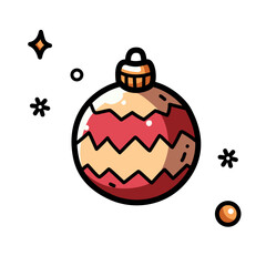 Christmas Ball Ornament isolated on a white background. Design for stickers, icons, cards, etc. Vector - Illustration. 