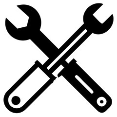 Wrench and screwdriver crossed