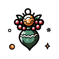 Christmas Ball Ornament isolated on a white background. Design for stickers, icons, cards, etc. Vector - Illustration. 