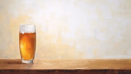 生ビールの油絵_3 - obrazy, fototapety, plakaty