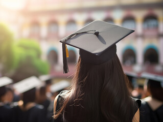 Asian female graduation celebration