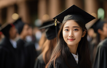 Asian female graduation celebration