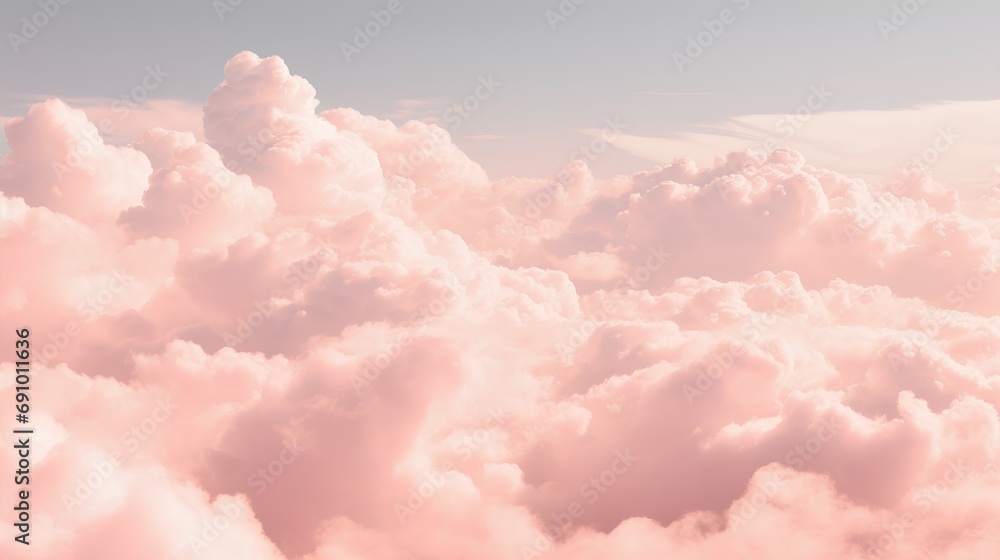 Poster a serene and soft clouds that create a tranquil and minimalist aesthetic, perfect for a calming wall