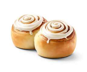Fototapeta premium Cream round rolls. Cut out on transparent