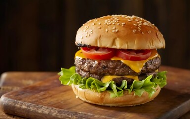 Burger Bliss Unleashed: Bite into the Ultimate Juicy Delight of this Freshly Made Gourmet Burger!