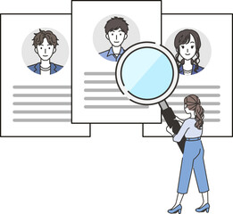 人材を選ぶ女性