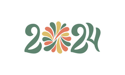 2024 Happy New Year greeting card.. Colorful and trendy design template for poster, banner, greeting and new year 2024 celebration.