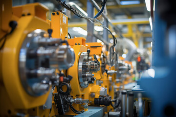 Fototapeta premium Precision Engineering: - Hydraulic Machinery Close-Up