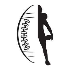 Half Football Half Player Vector Design on White Background
