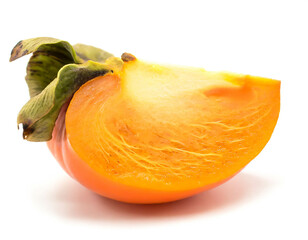 Persimmons slice isolated on white background, cutout