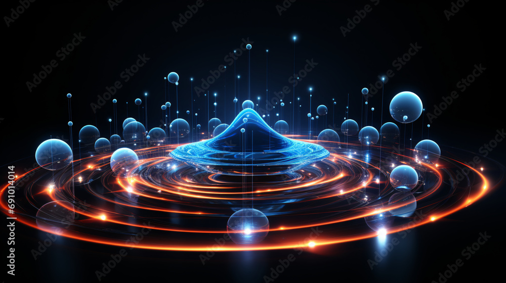 Aufkleber microscopic visualization data network circular ray light bending cosmic background