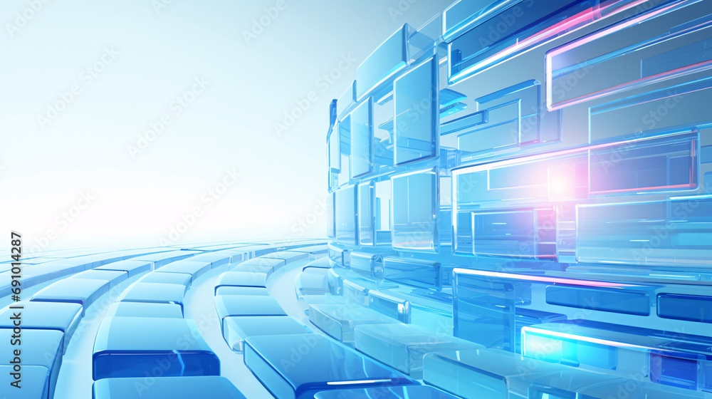 Poster future blue data visualization grid technology background