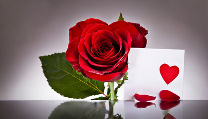 Red roses and red heart with blank space for lovely message for Valentine