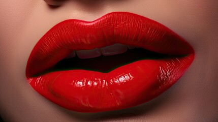 Obraz premium closeup of a womans lips with red lipstick