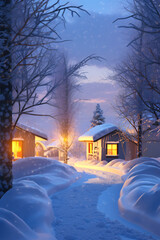 Christmas winter solstice snow light snow street lights cold illustration