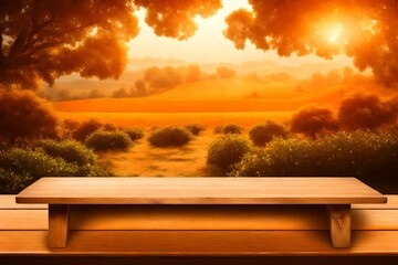 wooden bench in the field