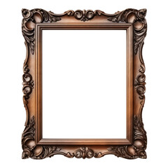 Antique gold frame photo with empty blank canvas. PNG cut out Isolated on transparent background