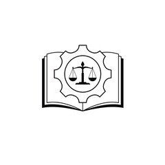 Law book, legal solution icon design.