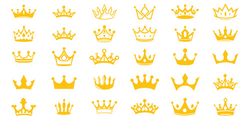 Crown king collection mega icon set vector design - obrazy, fototapety, plakaty