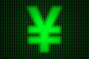Obraz premium Japanese yen symbol binary code background