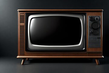 close up view, 3 D rendor, Old TV with black screen