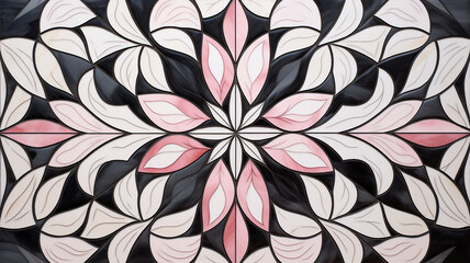 pink white grey black pattern in the style of tile