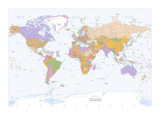 Fototapeta na wymiar Political world map Miller projection