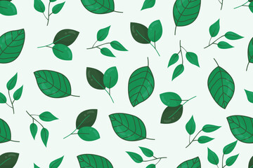 vector hand drawn abstract green leaf pattern