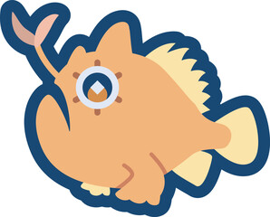 かわいいカエルアンコウのイラスト