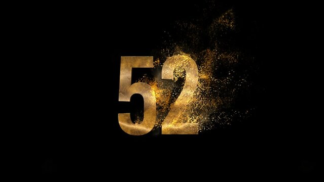 Golden number 52 from particles, numbering, fifty two, golden numbers, alpha channel