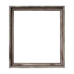 Natural Wooden frame photo with empty blank canvas. PNG cut out Isolated on transparent background