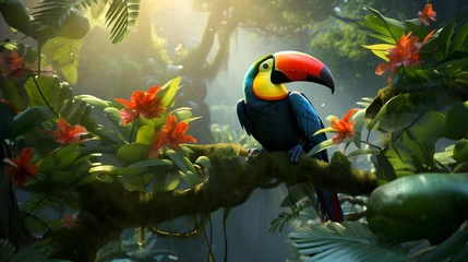 Deurstickers toucan in the jungle © Zestify