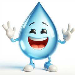 Water drop cartoon laughing out loud. World Water Day. AI generated