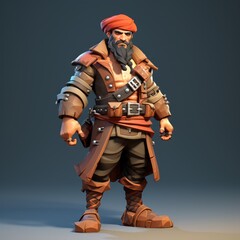 Fototapeta premium low poly pirate character