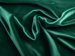 Obraz premium 緑のサテンの布背景 Generative AI