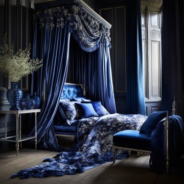 a silky fabrics in deep cobalt blues and shimmering silver, exuding the richness and depth of a royal - Image #3 @asad khan