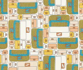 seamless pattern with houses (bag)