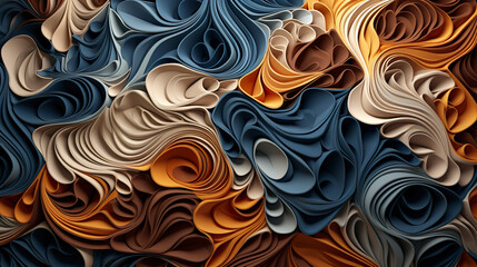 Colorful 3D waves in visual symphony on a high-quality abstract background. Fusion of vibrant colors in waves with depth of texture and intensity of colors in movement.