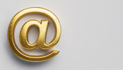 Golden AT Symbol @ on white satin cloth