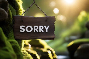 sign saying sorry, generated by artificial intelligence - obrazy, fototapety, plakaty