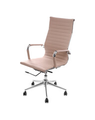 Comfortable leather office chair isolated on white