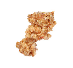 One piece of tasty granola bar isolated on white