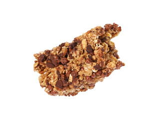 One piece of tasty granola bar isolated on white