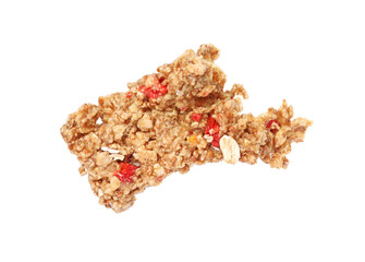 One piece of tasty granola bar isolated on white