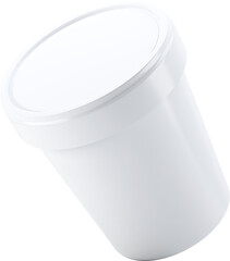 Blank white plastic cylinder container for food isolated on plain background.