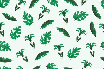 vector hand drawn abstract green leaf pattern