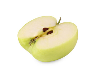 Half of ripe green apple isolated on white