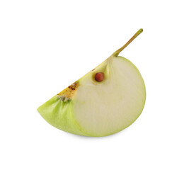 Piece of ripe green apple isolated on white